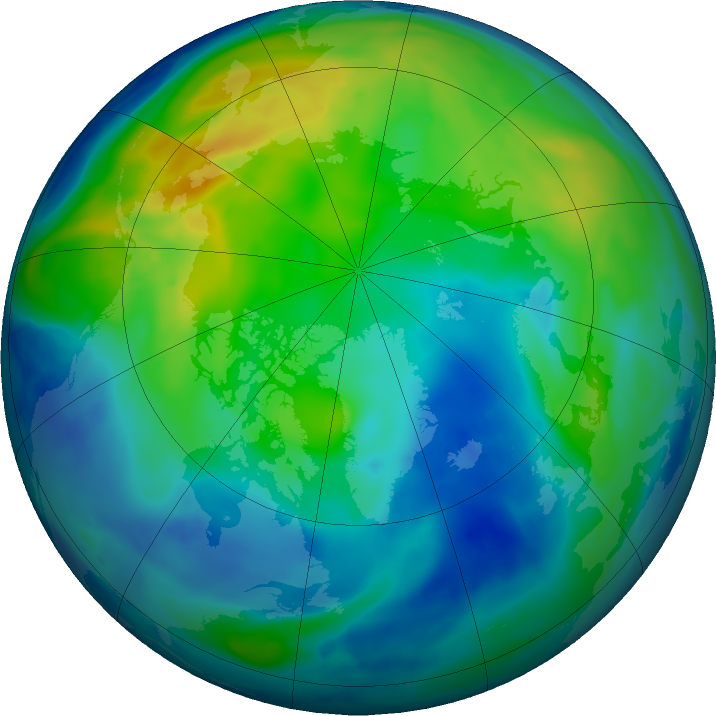 Arctic ozone map for 07 November 2016
